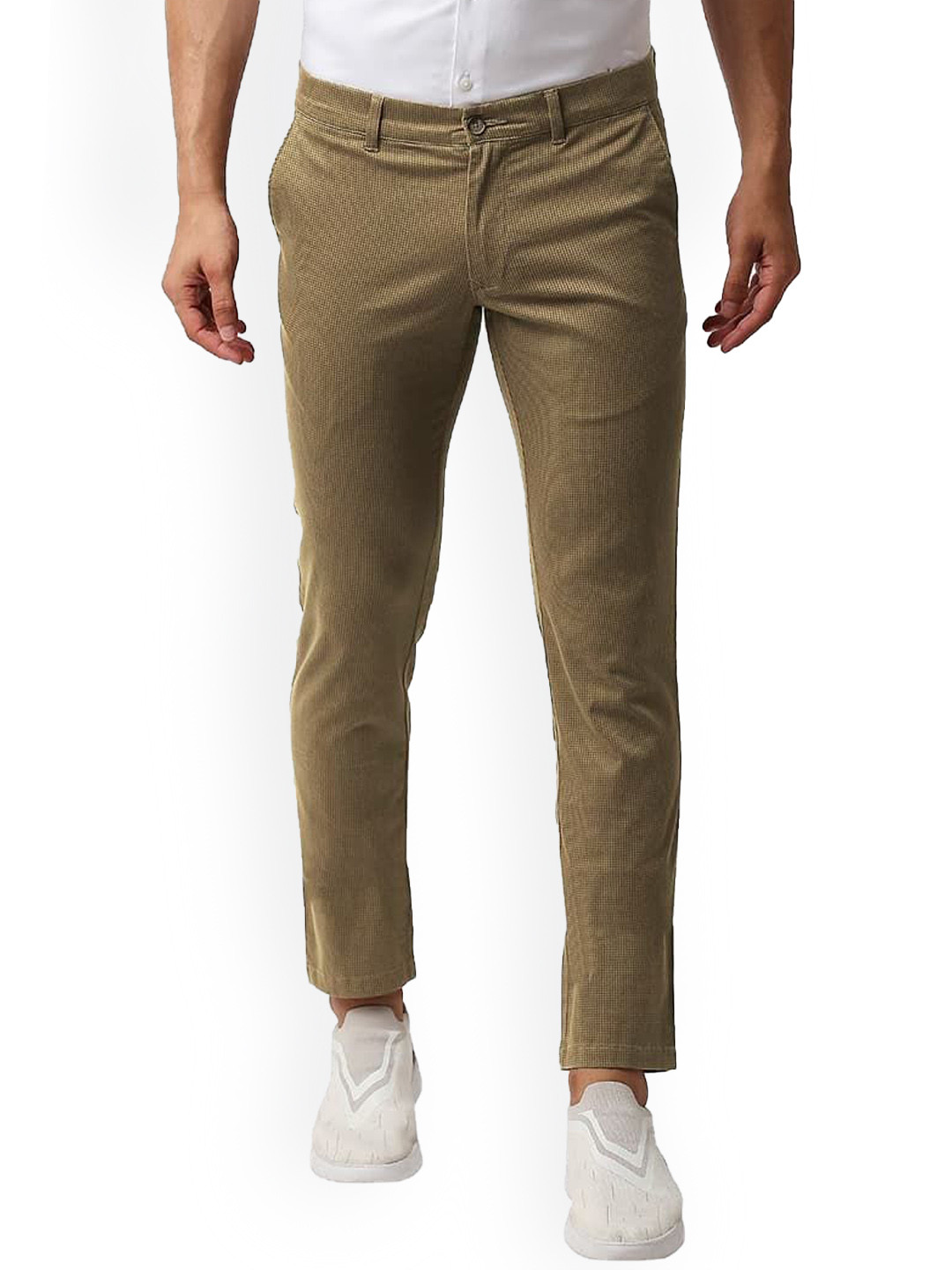 

Basics Men Tapered Fit Mid-Rise Cotton Trousers, Brown