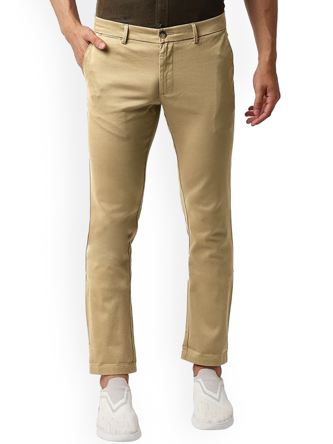 

Basics Men Slim Fit Cotton Chinos Trousers, Green