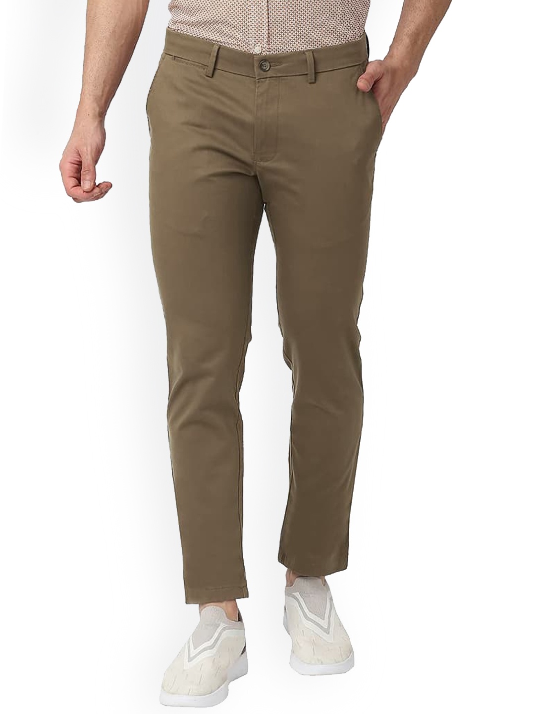 

Basics Men Mid-Rise Plain Slim Fit Chinos Cotton Trouser, Brown