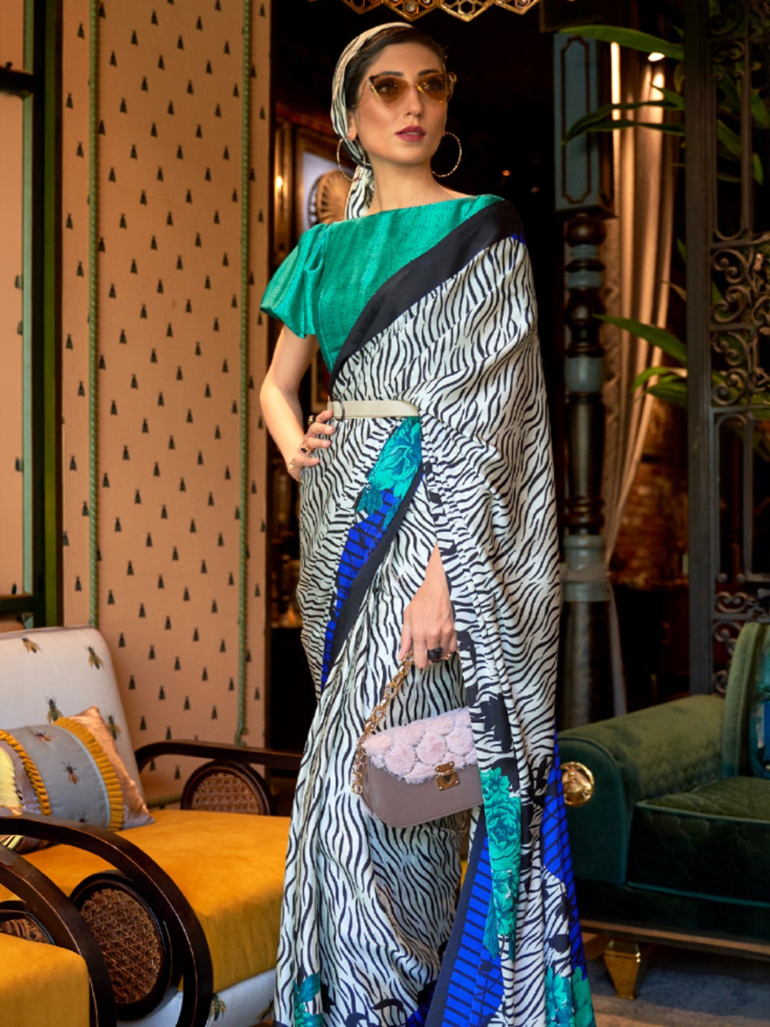 

MySilkLove Satin Saree, White
