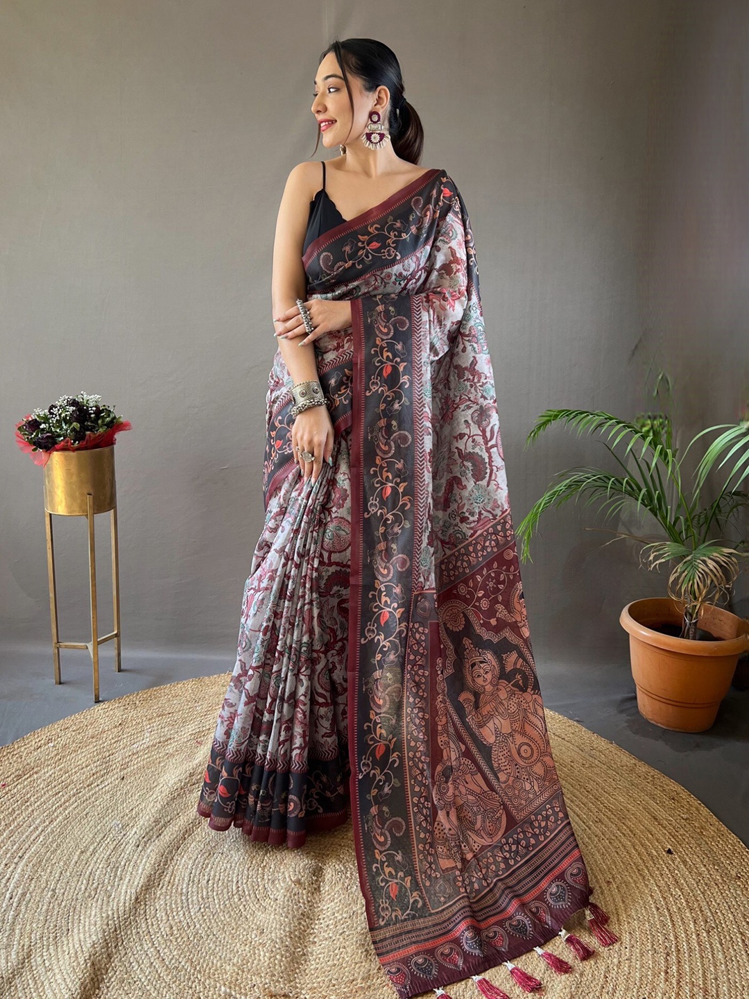 

LeeliPeeri Designer Kalamkari Saree, Purple