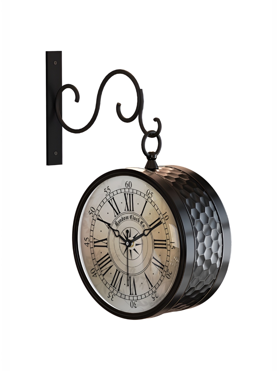 

RANDOM White & Black Vintage Metal Round Wall Clock