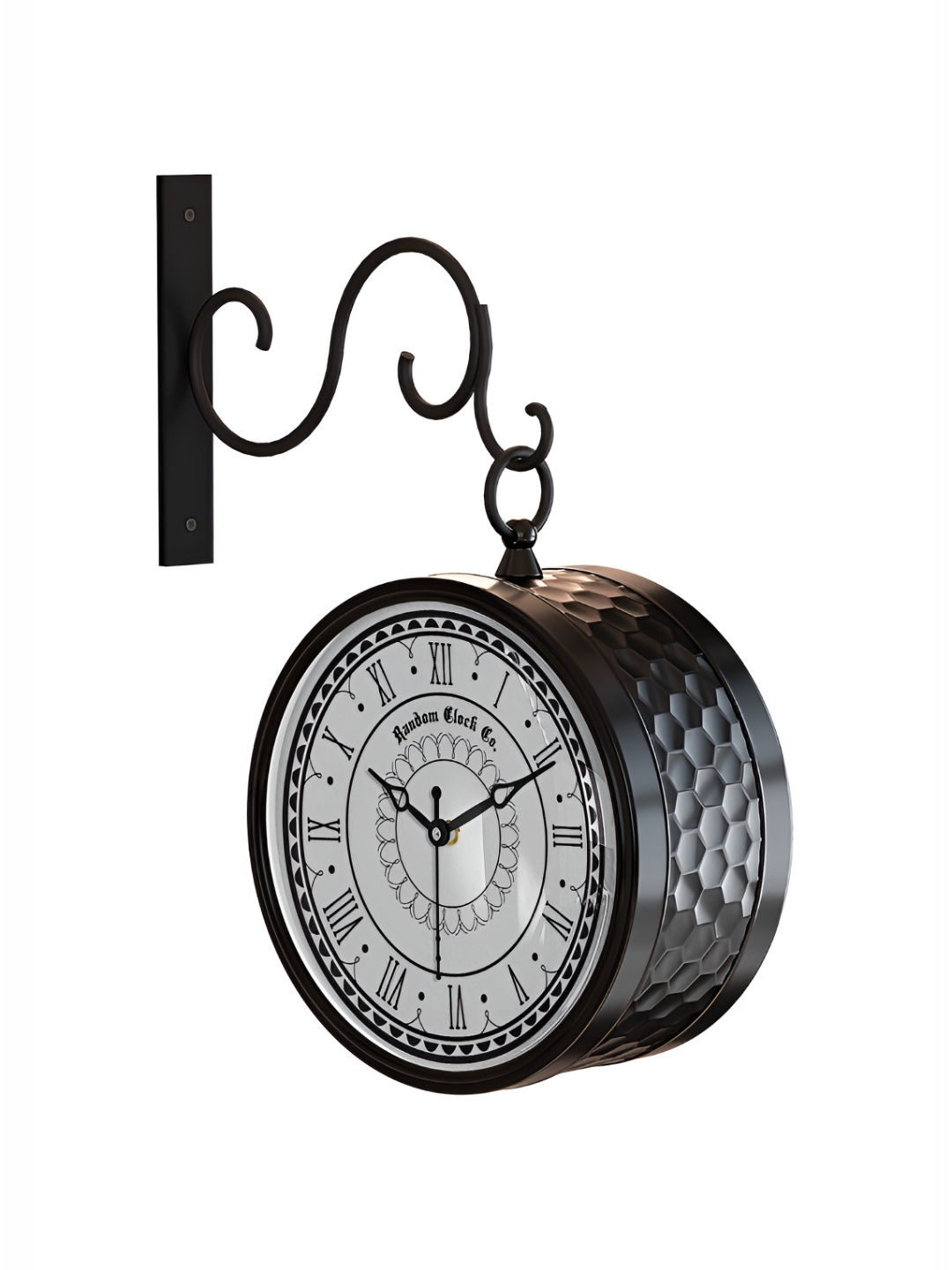 

RANDOM White & Black Vintage Metal Round Wall Clock