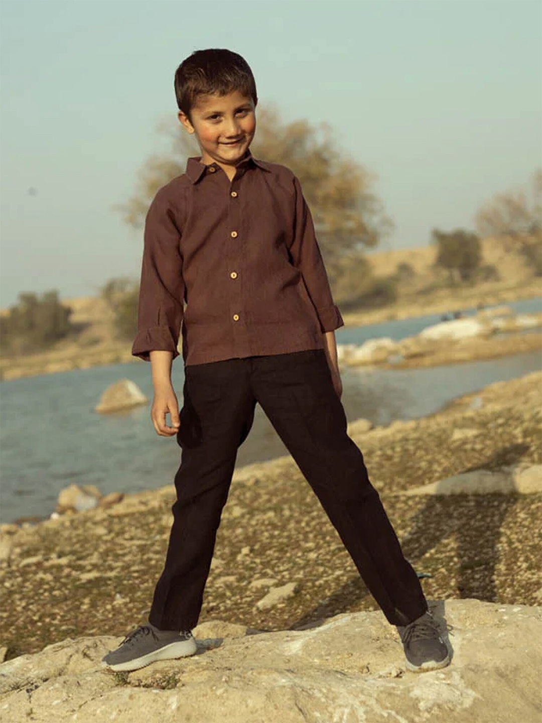 

CHI LINEN CLOTHING Boys Long Sleeves Linen Casual Shirt, Na