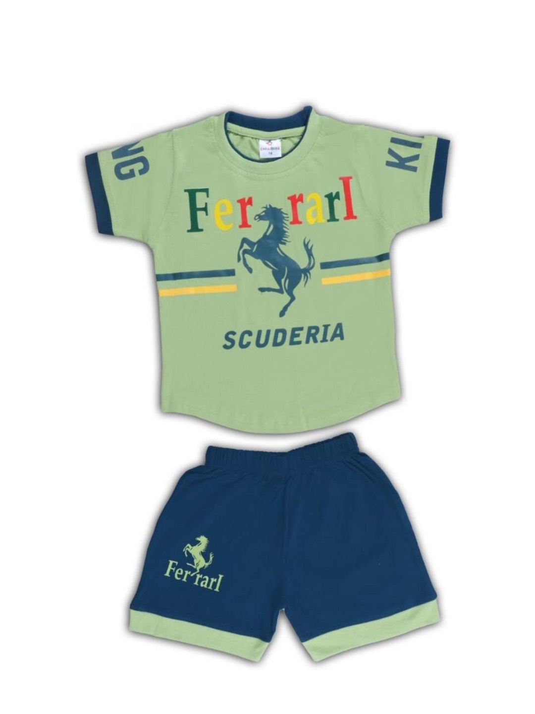 

BAESD Boys Printed T-shirt with Shorts, Lime green