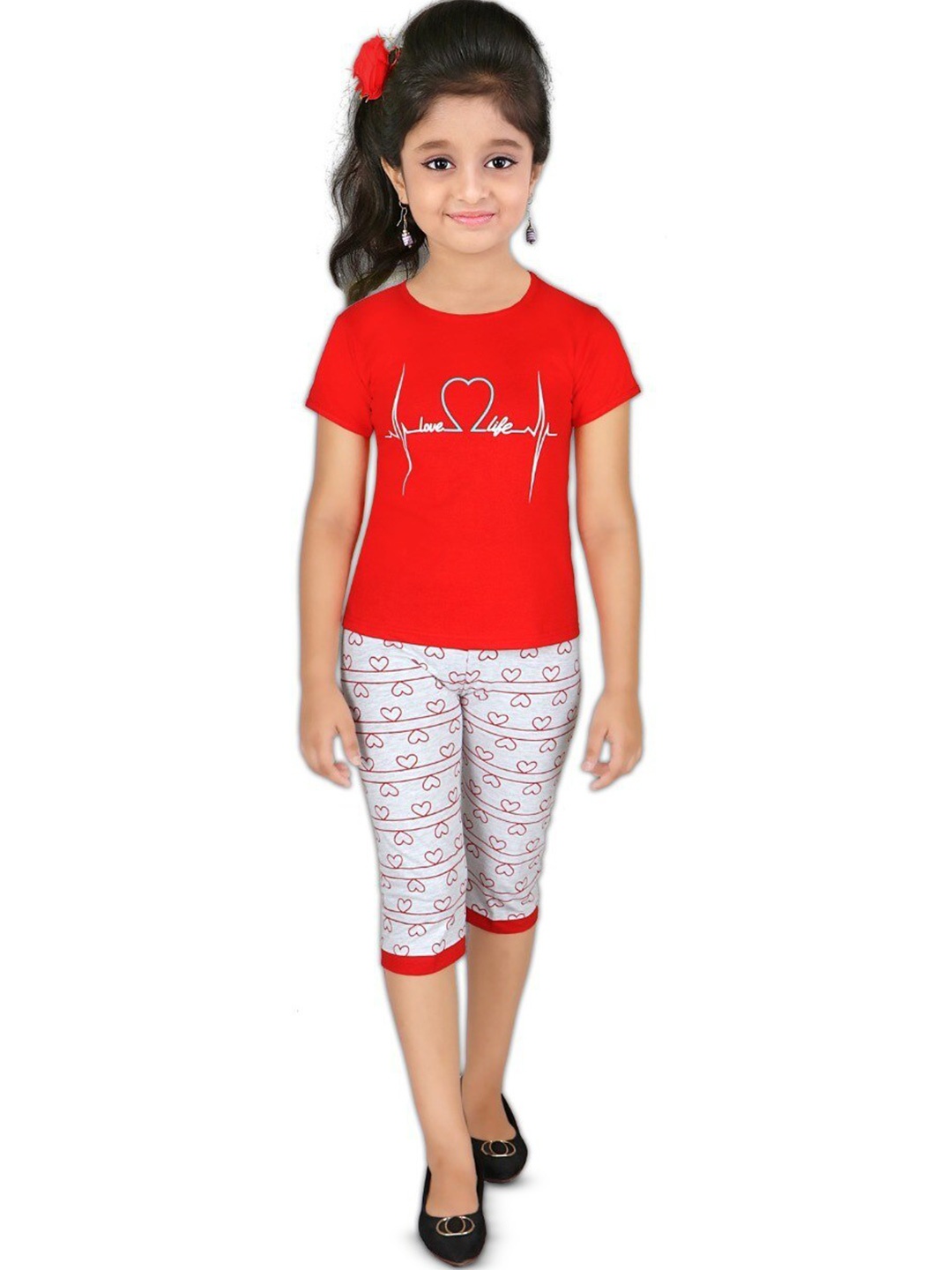 

BAESD Girls Printed Top with Capris, Red
