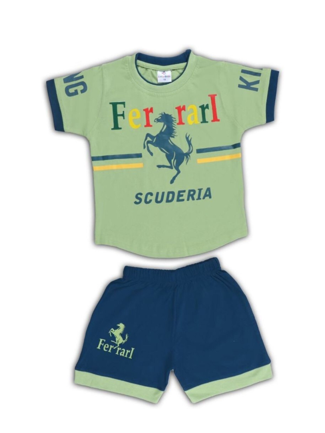 

BAESD Boys Printed T-shirt with Shorts, Lime green