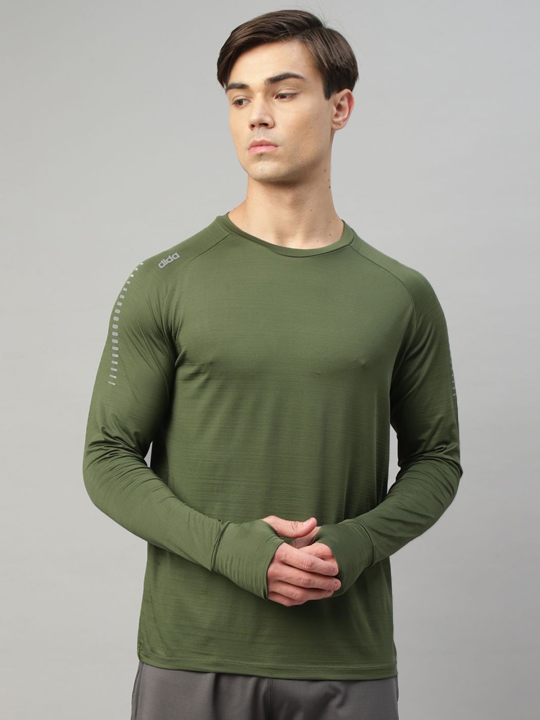 

DIDA Round Neck Raglan Sleeves Dri-FIT Knitted T-shirt, Olive