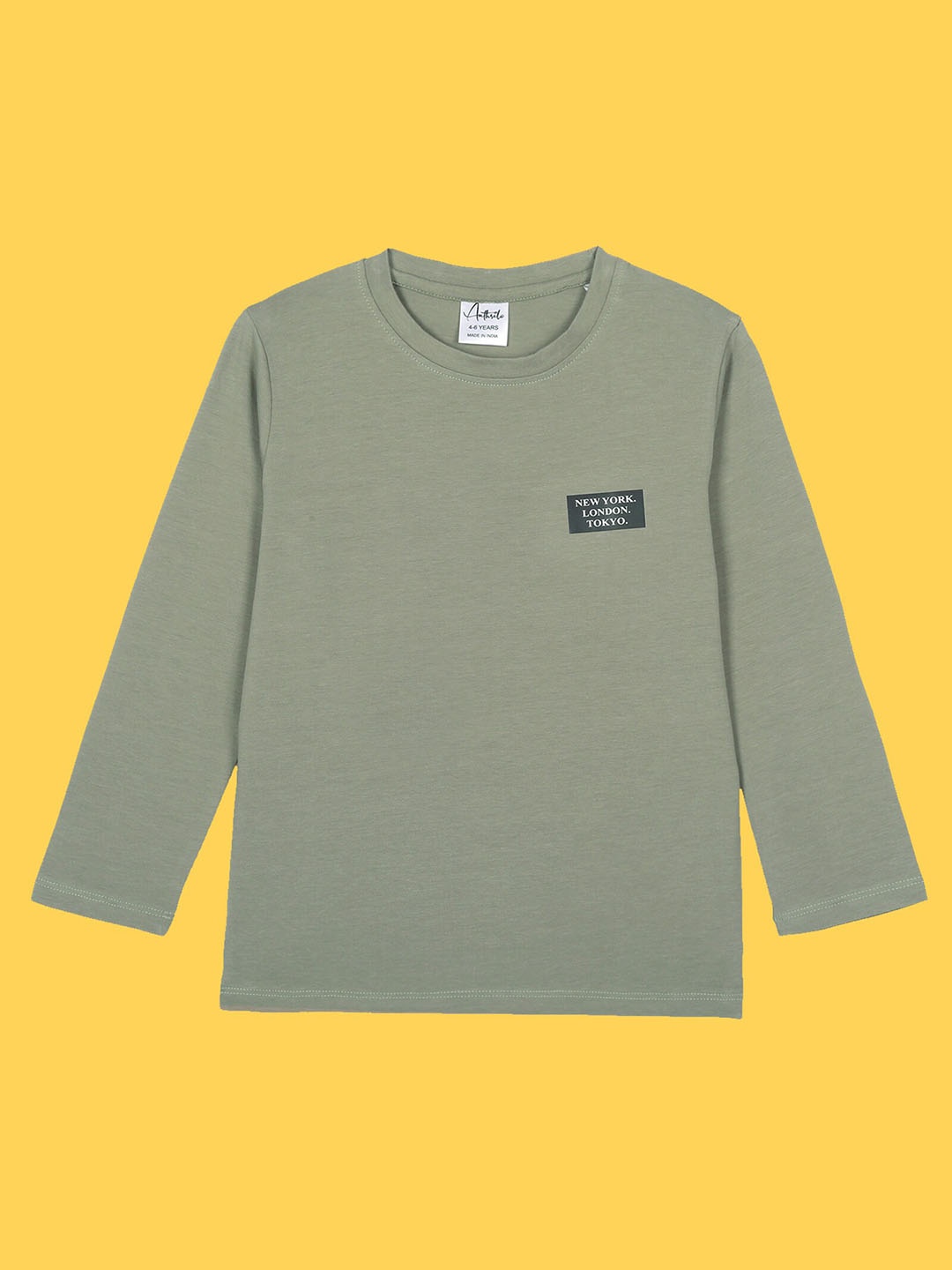 

Anthrilo Boys Round Neck Cotton Regular T-shirt, Olive