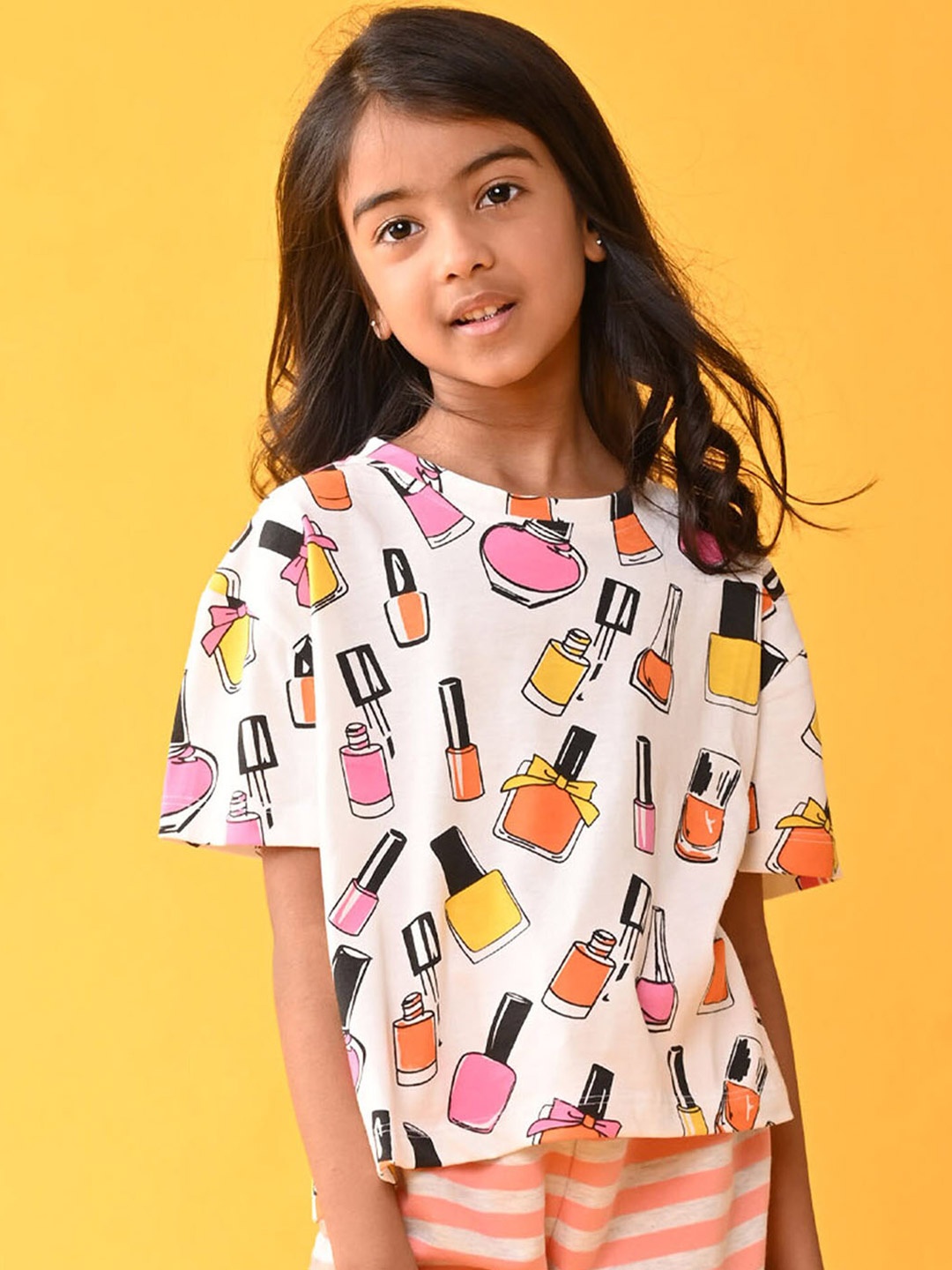 

Anthrilo Girls Conversational Printed Cotton Regular T-shirt, White