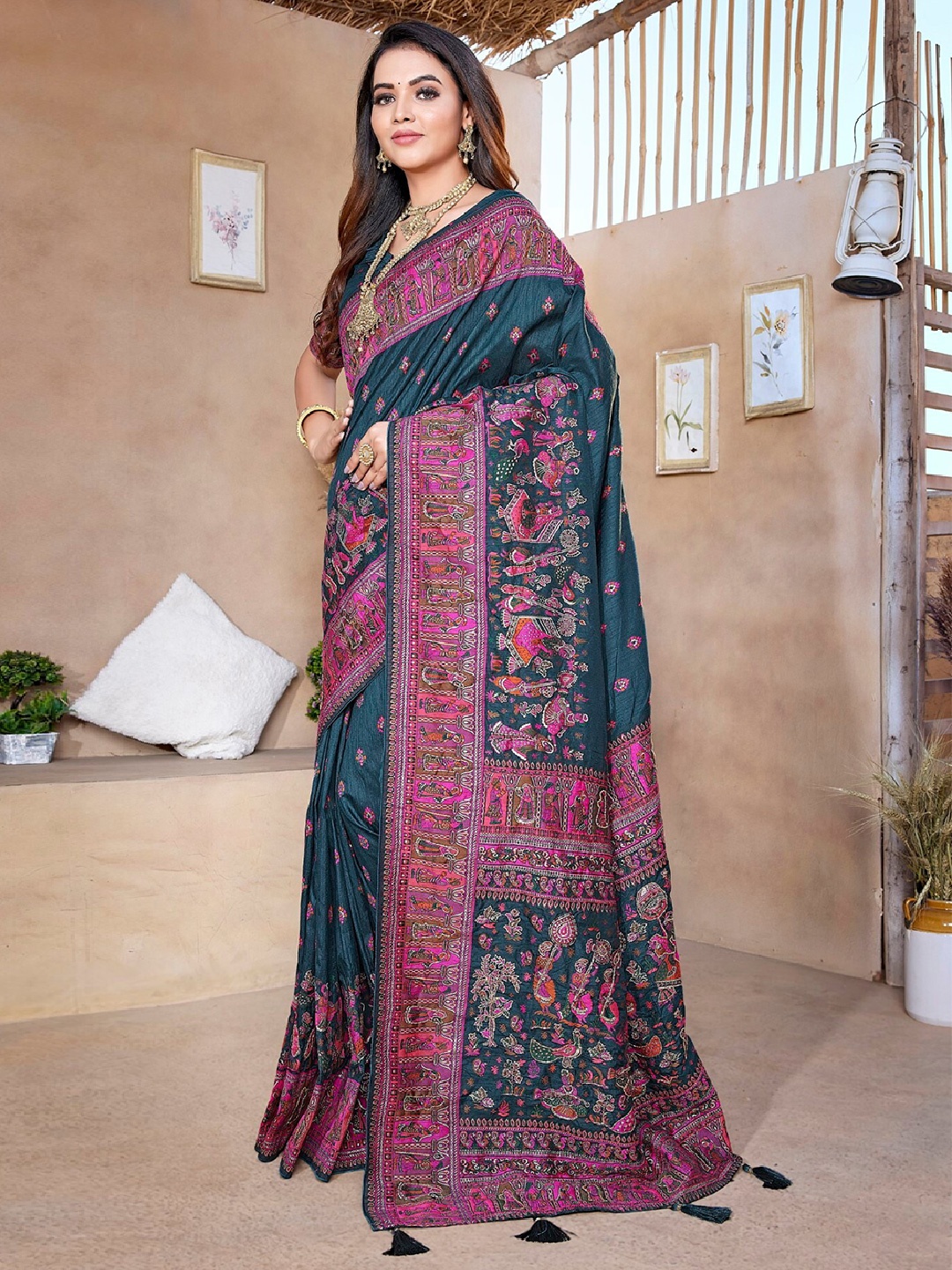 

LeeliPeeri Designer Ethnic Motifs Chanderi Saree, Blue