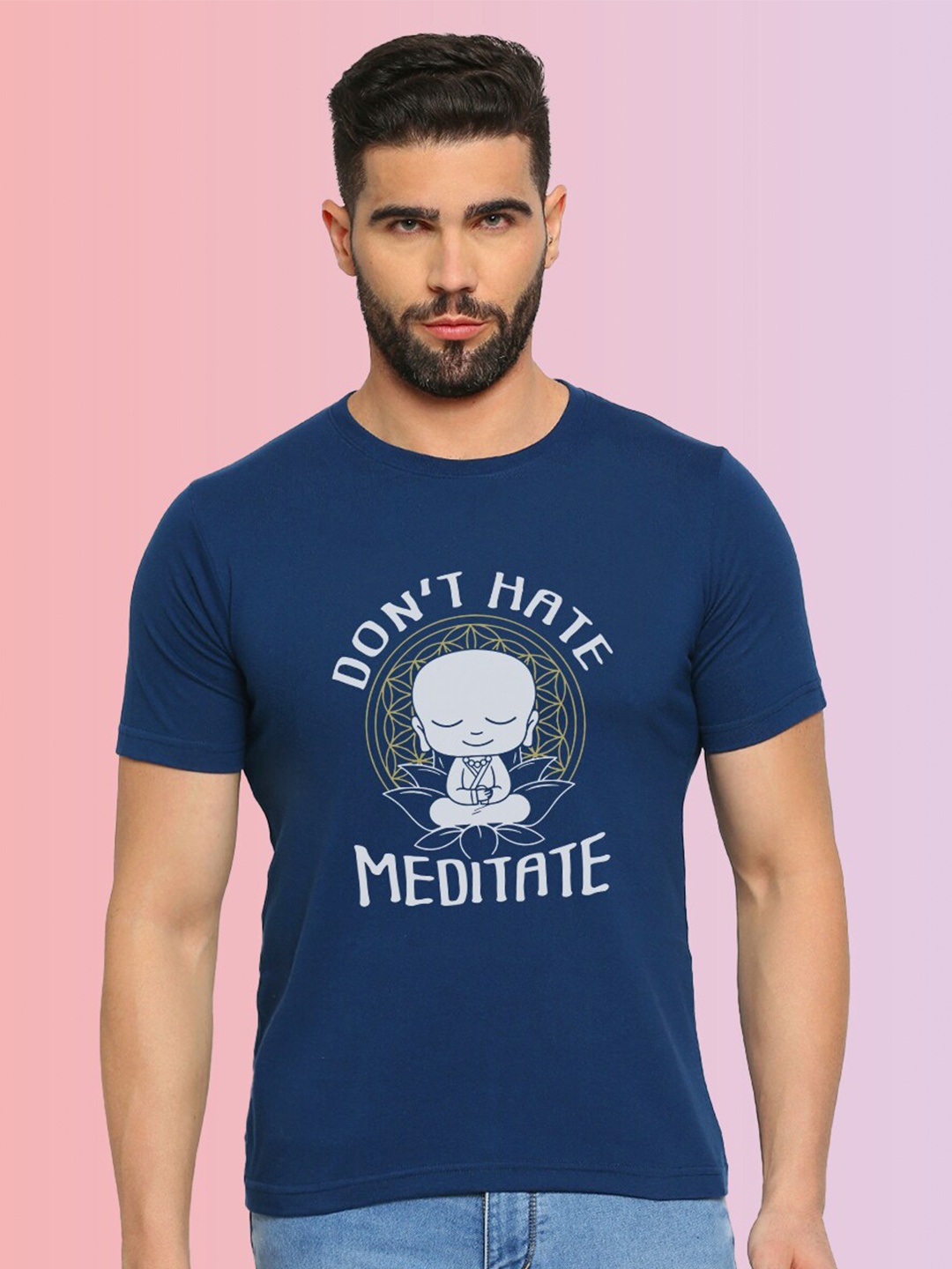 

MOD ECRU Graphic Printed Cotton T-shirt, Blue