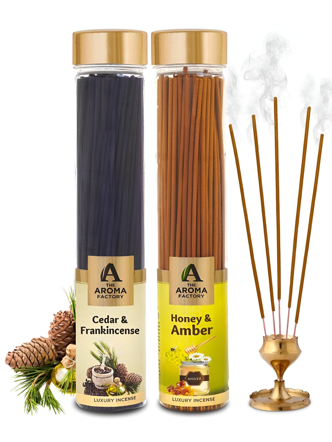 

The Aroma Factory 2 Pieces Blue Cedar & Frankincense, Honey & Amber Incense Agarbattis