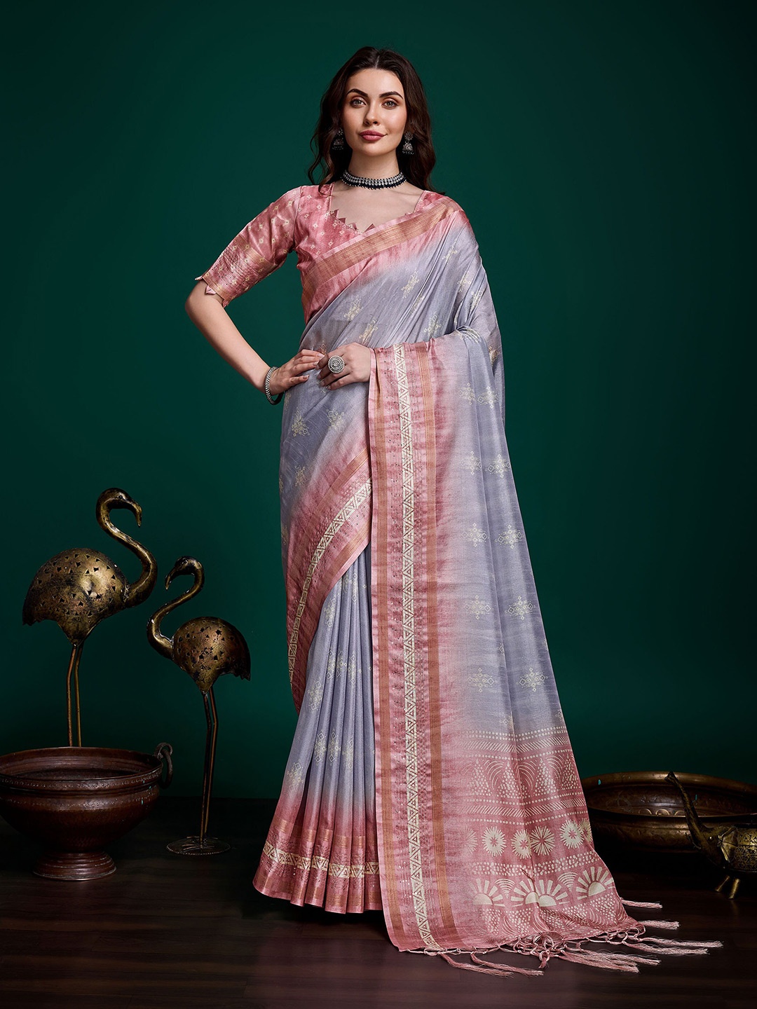 

Mitera Zari Pure Silk Saree, Lavender