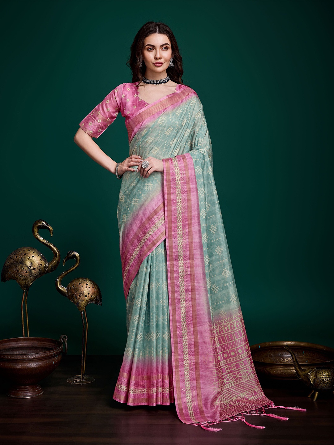 

Mitera Ethnic Motifs Zari Saree, Blue