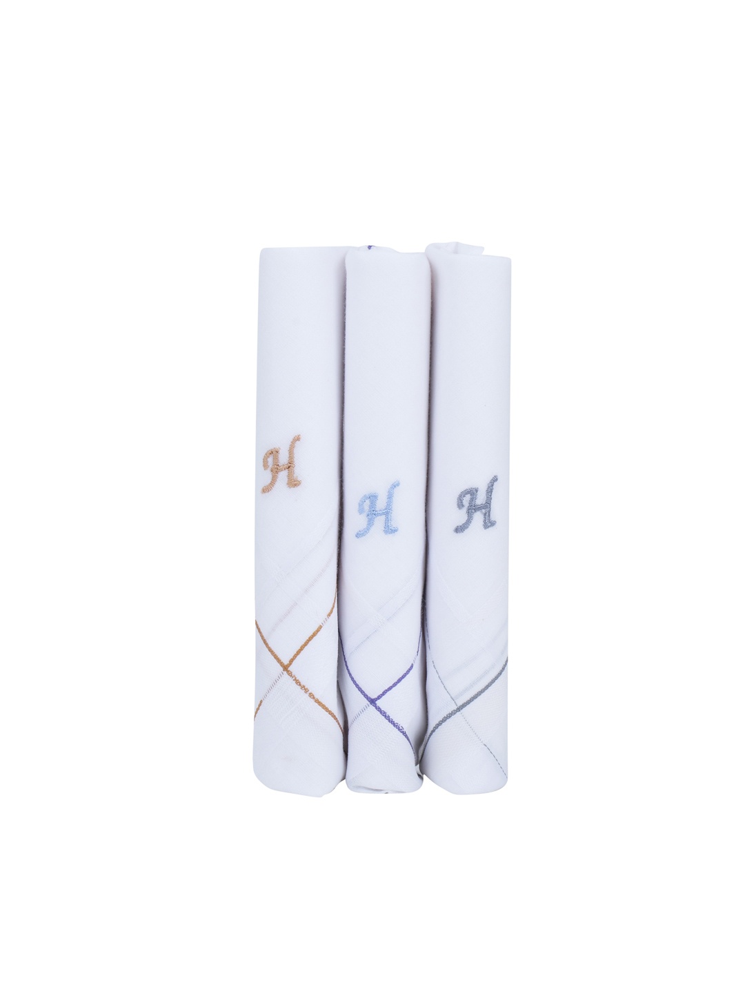 

CROSSLINE Men Pack Of 3 Pure Cotton Handkerchiefs, White