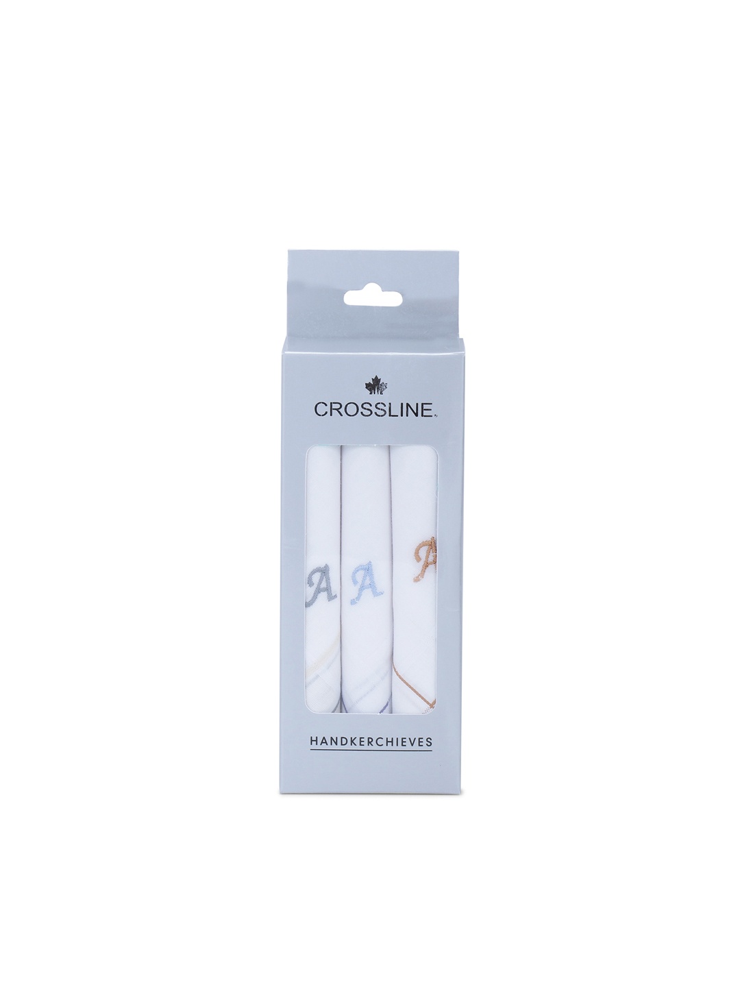 

CROSSLINE Men Pack Of 3 Logo Embroidered Pure Cotton Handkerchiefs, White