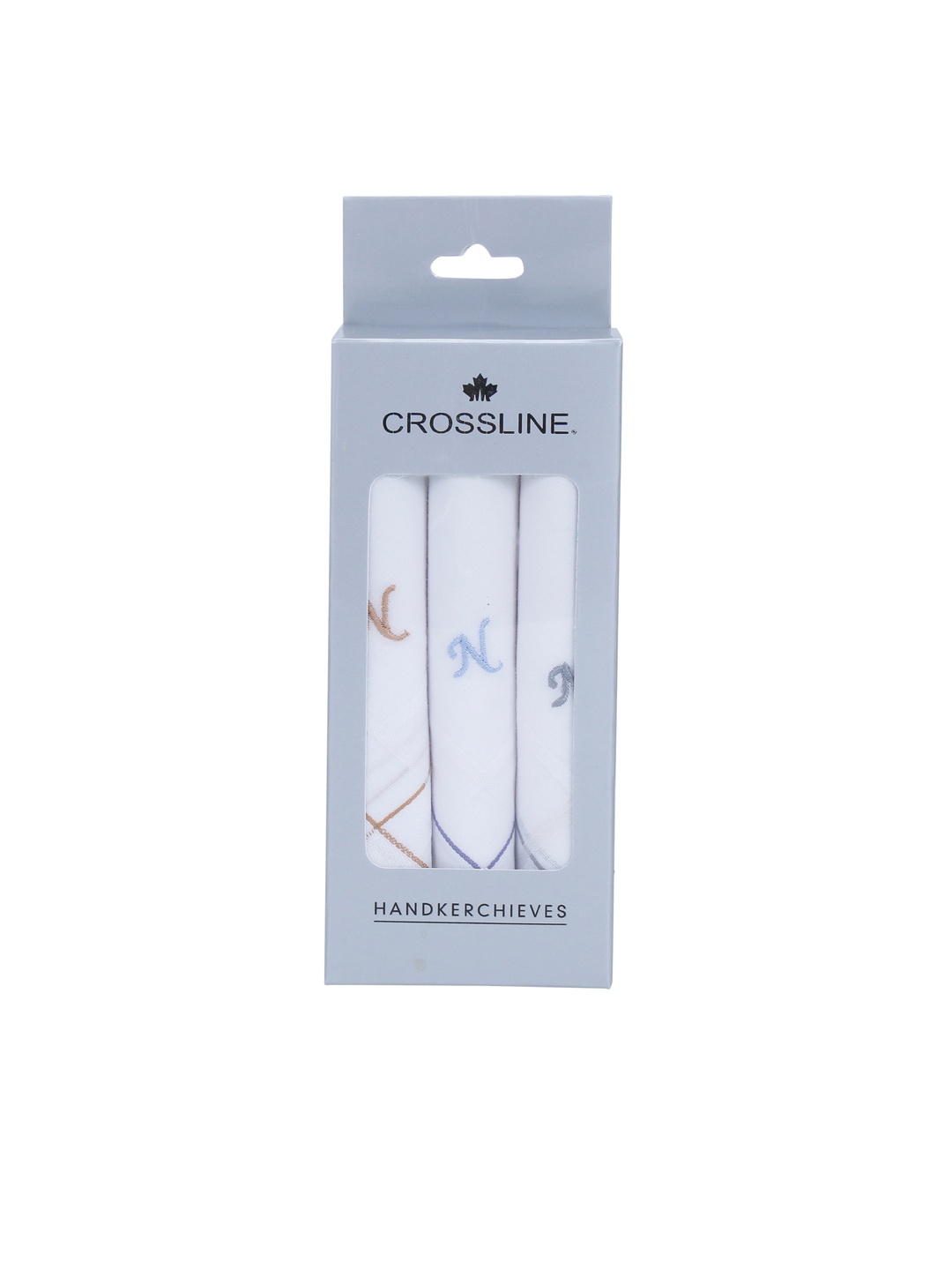 

CROSSLINE Men Pack Of 3 Pure Cotton Handkerchiefs, White