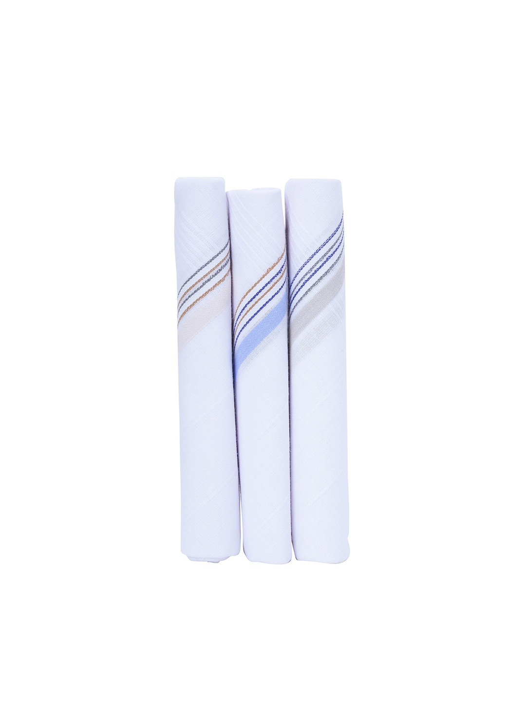 

CROSSLINE Men Pack Of 3 Pure Cotton Handkerchiefs, White