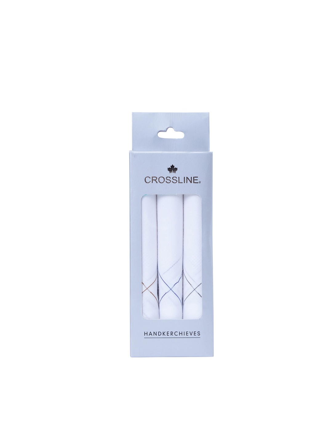 

CROSSLINE Men Pack Of 3 Printed Pure Cotton Handkerchiefs, White
