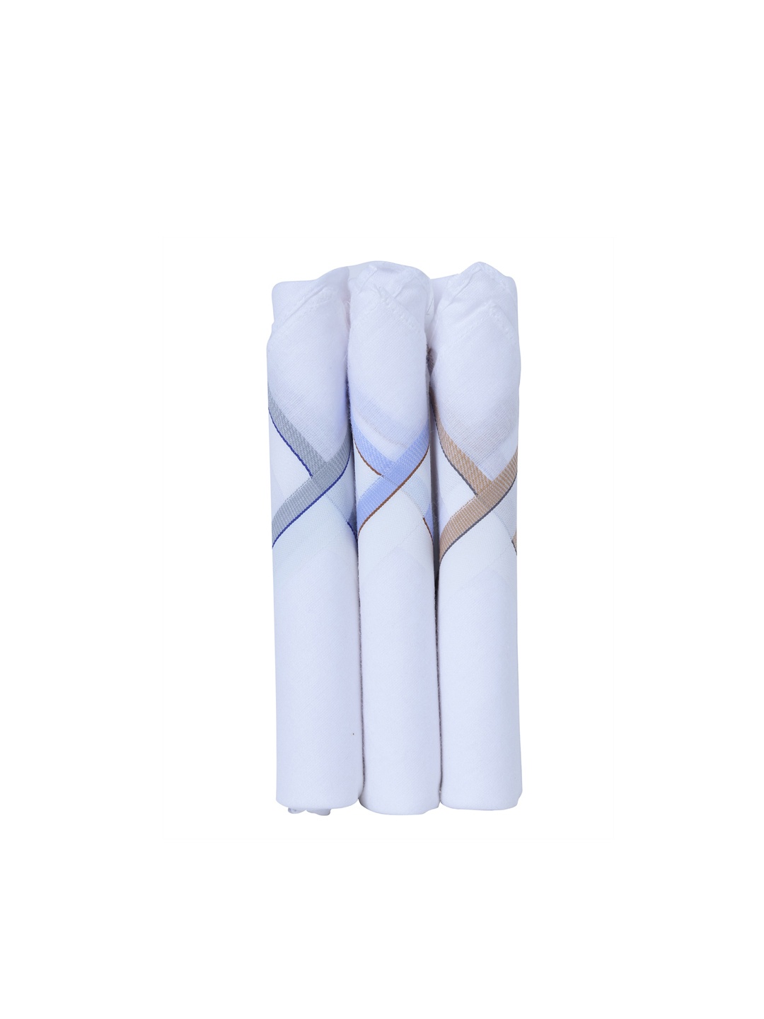 

CROSSLINE Men Pack Of 3 Pure Cotton Handkerchiefs, White