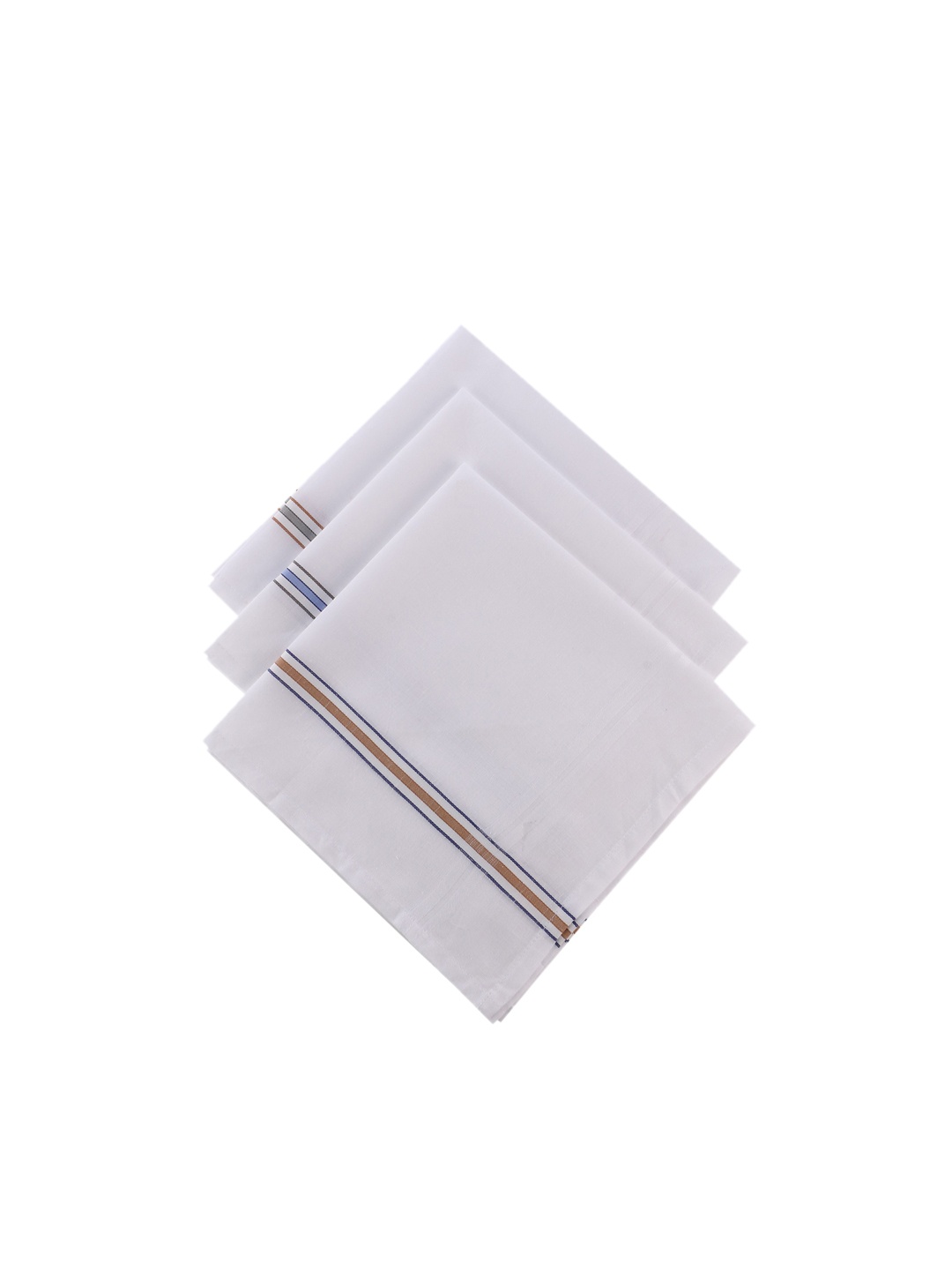 

CROSSLINE Men Pack Of 3 Printed Pure Cotton Handkerchiefs, White