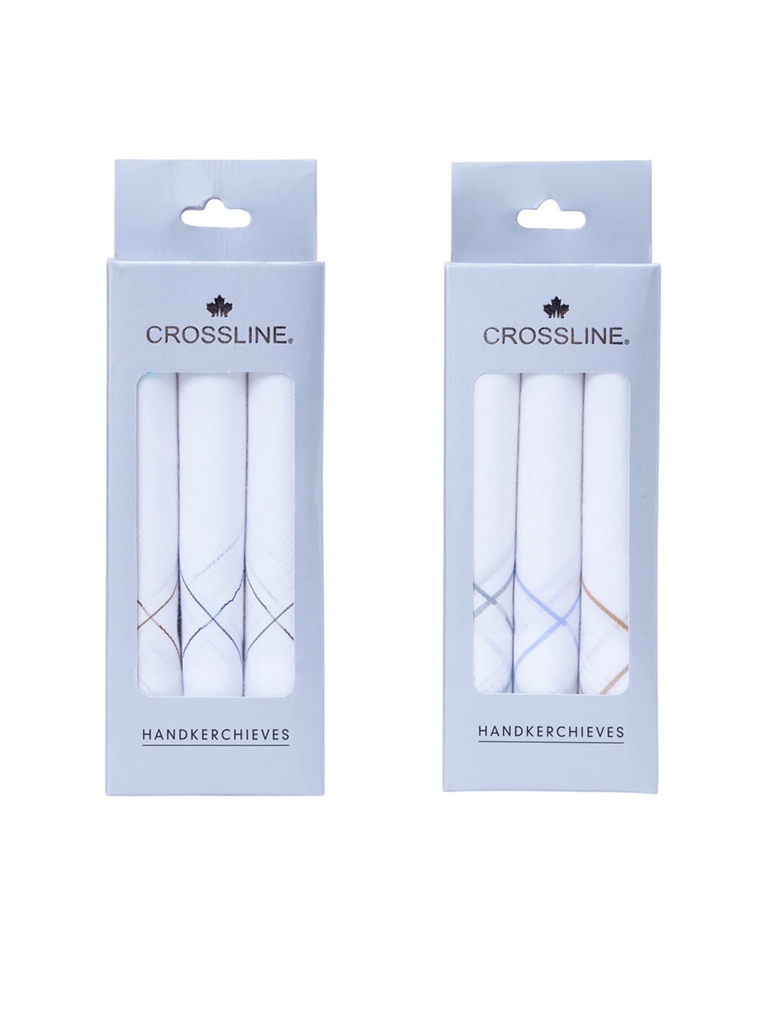 

CROSSLINE Men Pack Of 6 Printed Pure Cotton Handkerchiefs, White