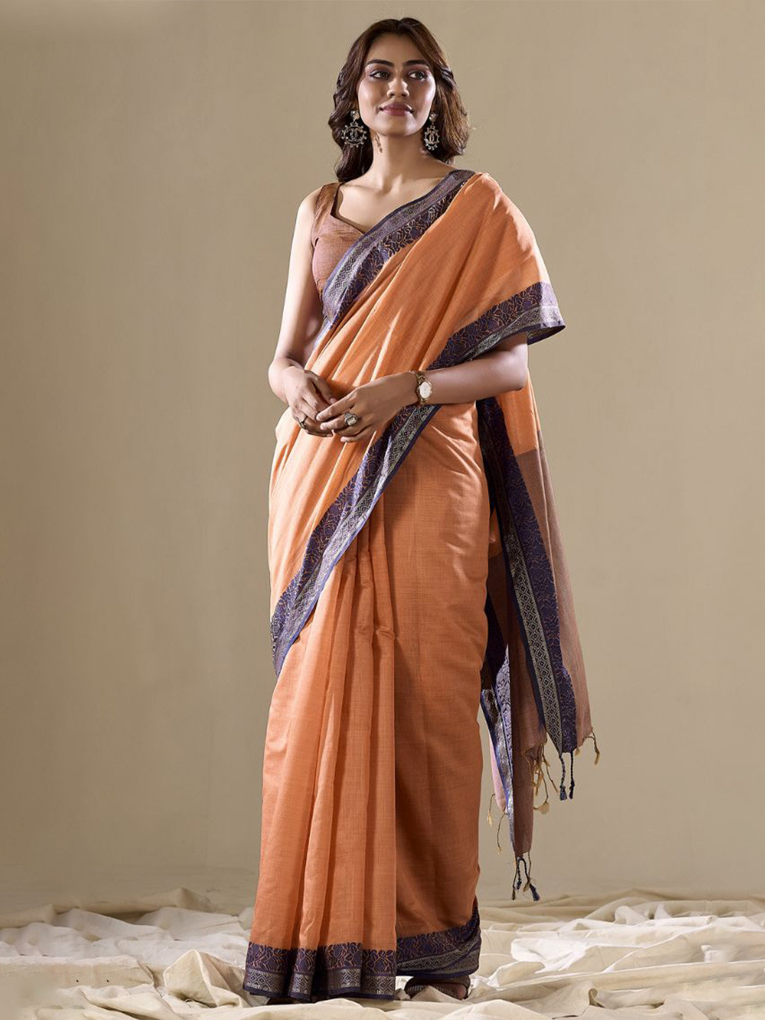 

MySilkLove Silk Cotton Saree, Orange