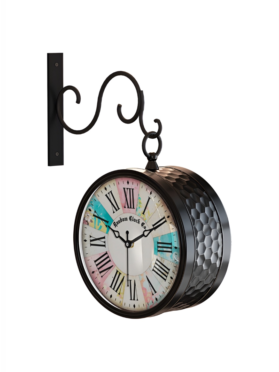 

RANDOM Black & White Textured Vintage Metal Round Wall Clock