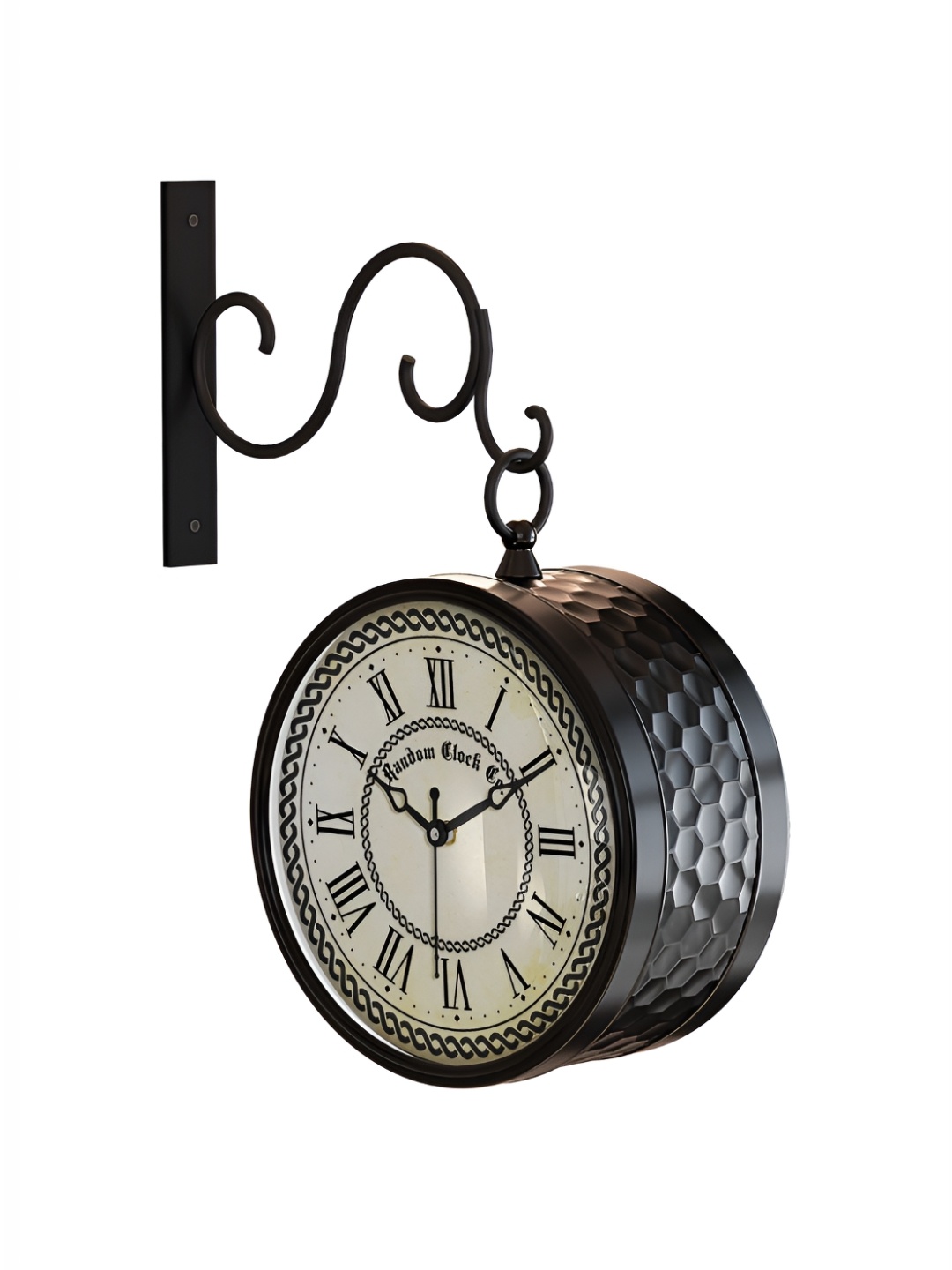

RANDOM Black & Cream-Coloured Vintage Metal Round Wall Clock