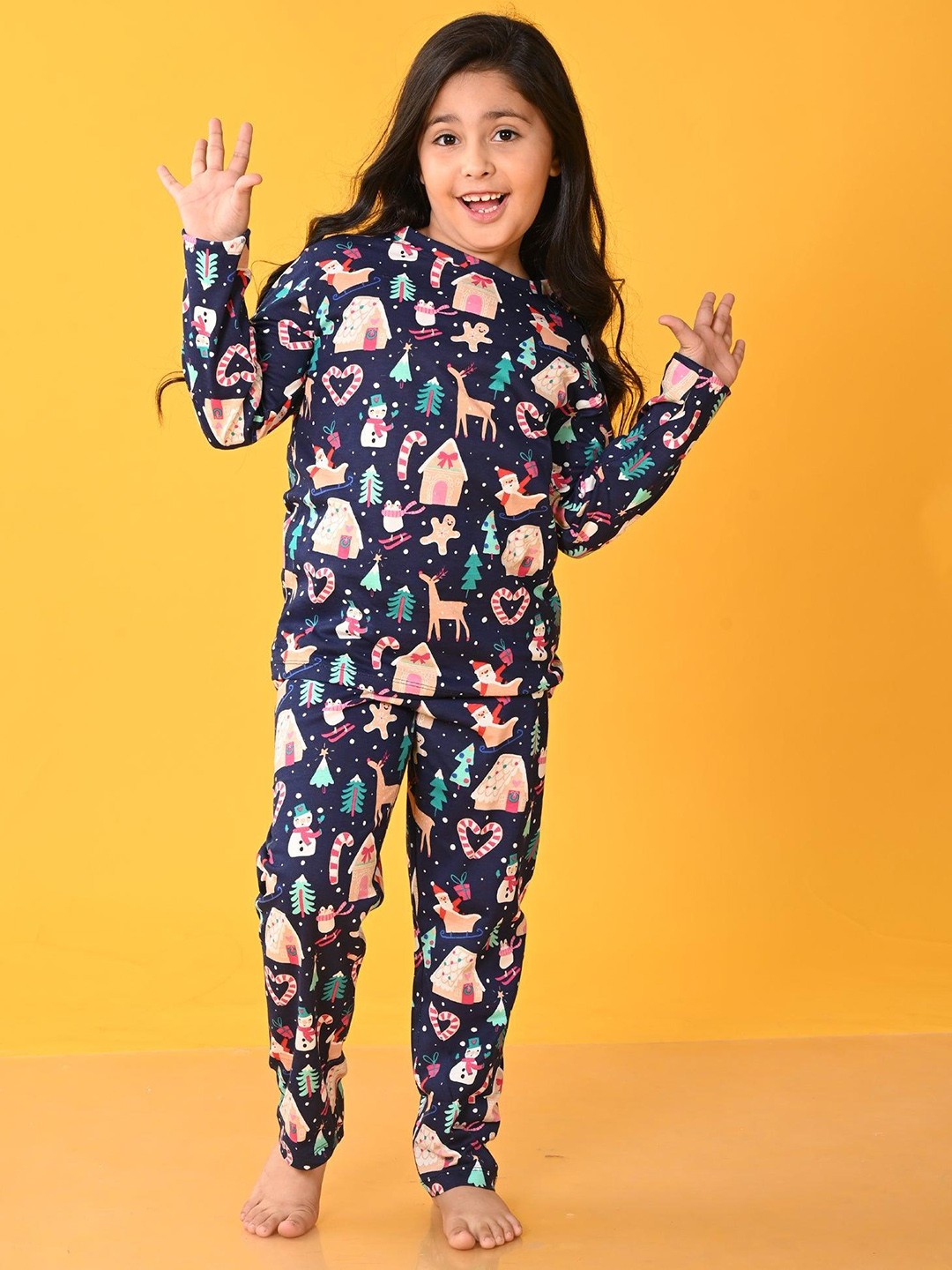

Anthrilo Girls Printed Night suit, Blue