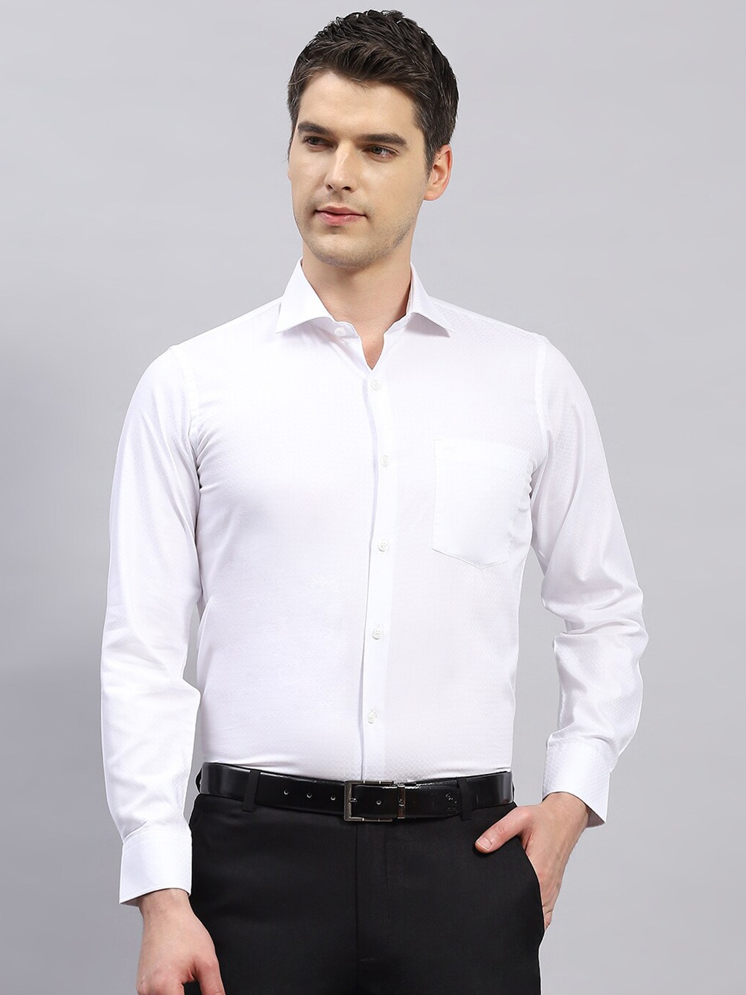 

Monte Carlo Comfort Spread Collar Opaque Cotton Casual Shirt, White