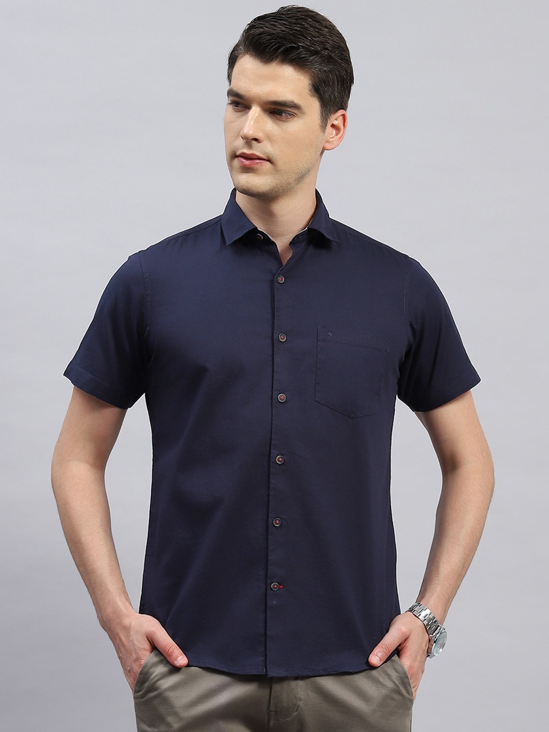 

Monte Carlo Comfort Cotton Opaque Casual Shirt, Navy blue