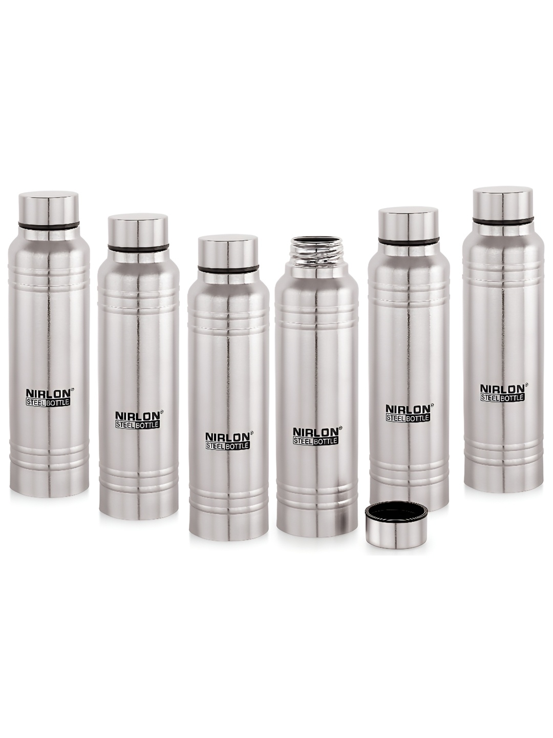 

NIRLON Silver-Toned 6 Pieces Stainless Steel Solid Water Bottle 1L