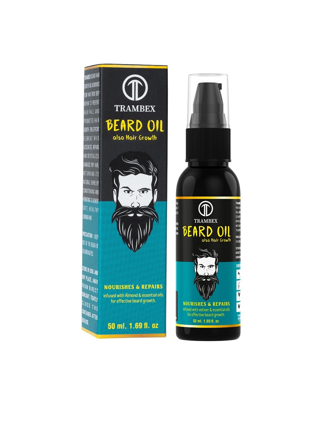 

Trambex Pure Beard Growth Hair Oil 100% Natural Oil Used Beard Oil With Almond-30ml, Black