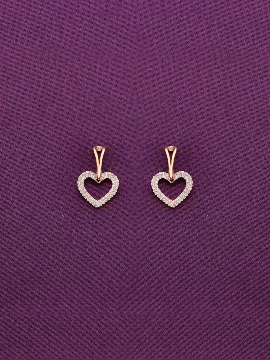 

KAI JEWEL Rose Gold-Plated 92.5 Sterling Silver Heart Shaped Drop Earrings