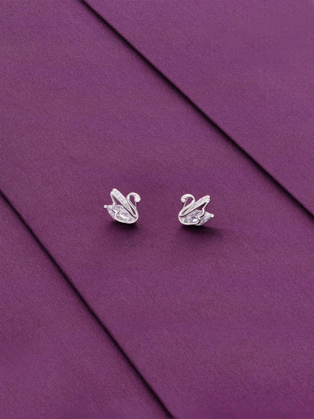 

KAI JEWEL 92.5 Sterling Silver Rhodium-Plated Cubic Zirconia Studded Studs Earrings