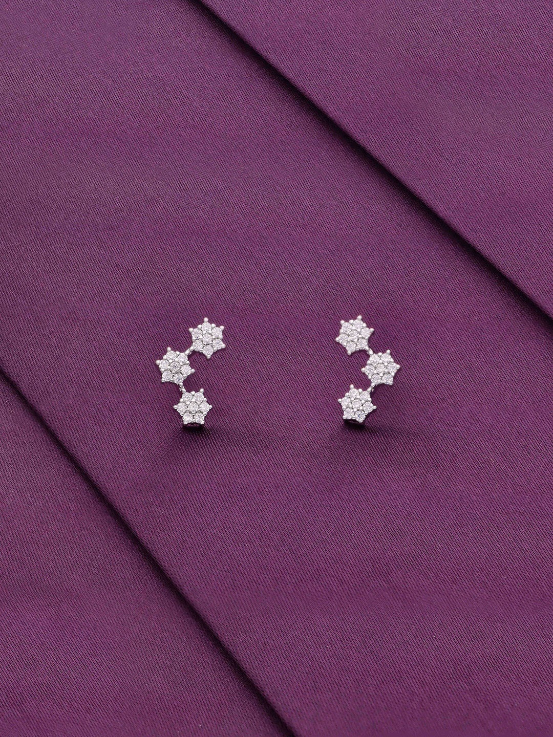 

KAI JEWEL Rhodium-Plated 92.5 Sterling Silver Contemporary Studs Earrings