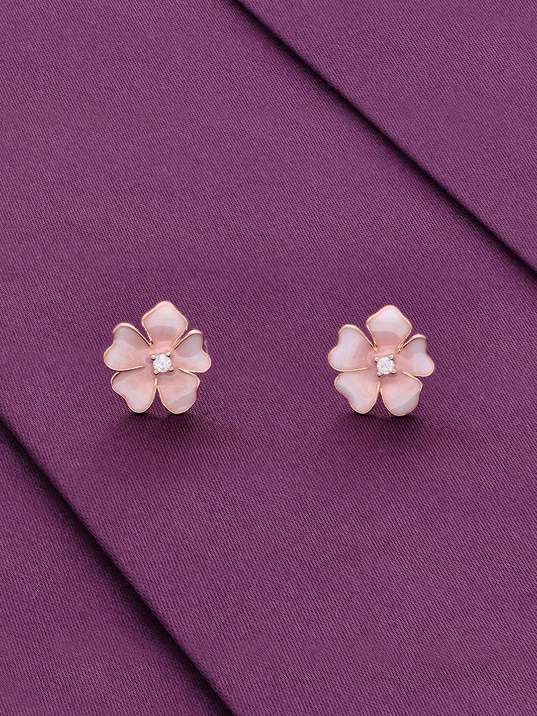 

KAI JEWEL Rhodium-Plated 92.5 Sterling Silver Floral Studs Earrings, Rose gold