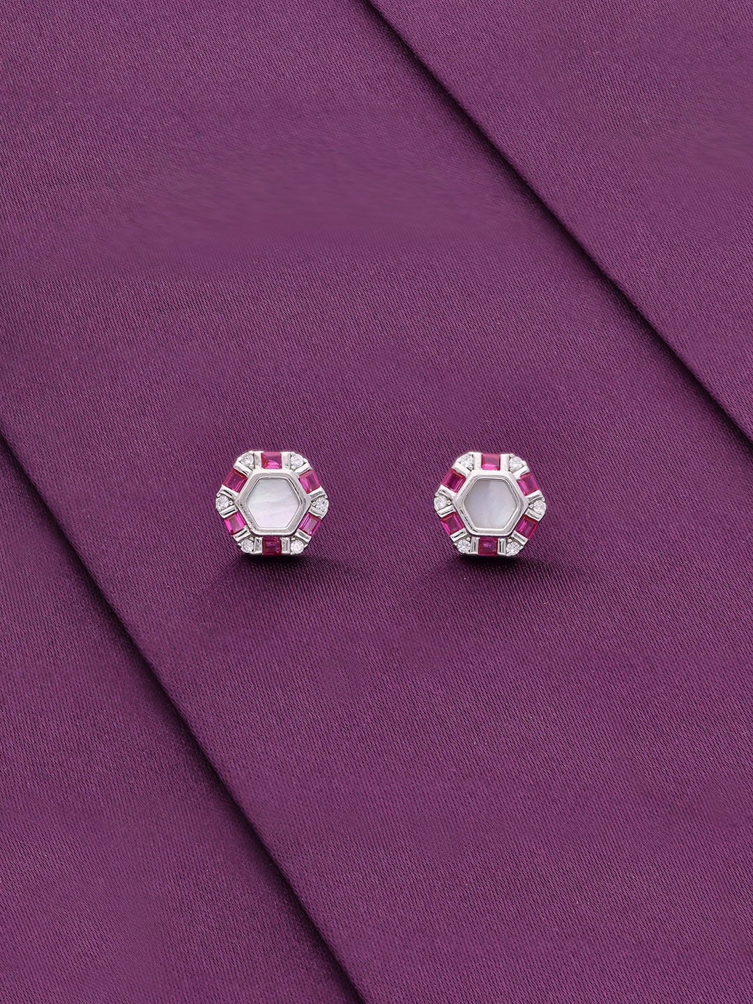 

KAI JEWEL 92.5 Sterling Silver Rhodium-Plated Cubic Zirconia Circular Stud Earrings