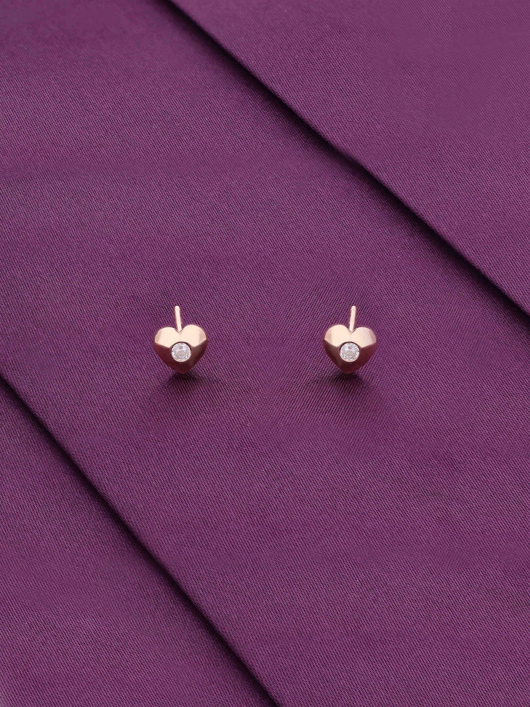 

KAI JEWEL Rhodium-Plated 92.5 Sterling Silver Heart Shaped Studs Earrings, Rose gold