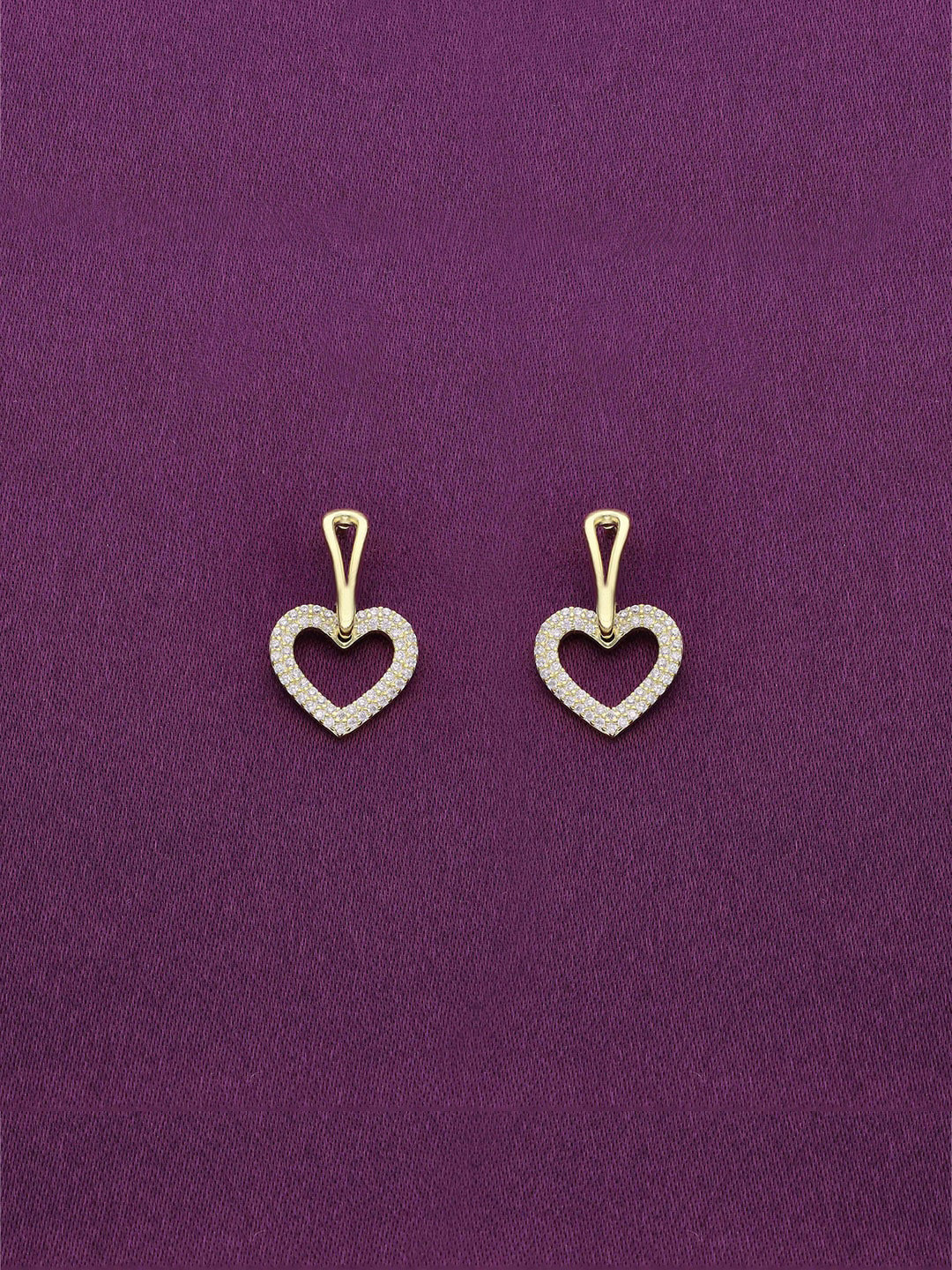 

KAI JEWEL 925 Sterling Silver Cubic Zirconia Studded Heart Shaped Drop Earrings, Gold