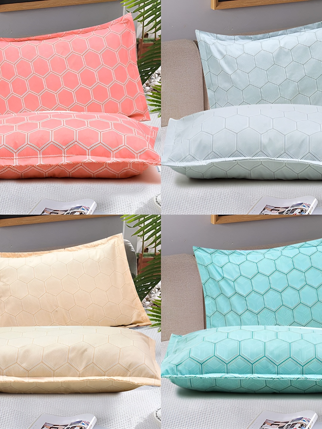 

RRC Peach & Grey 8 Pieces Printed Rectangle Pillow Covers