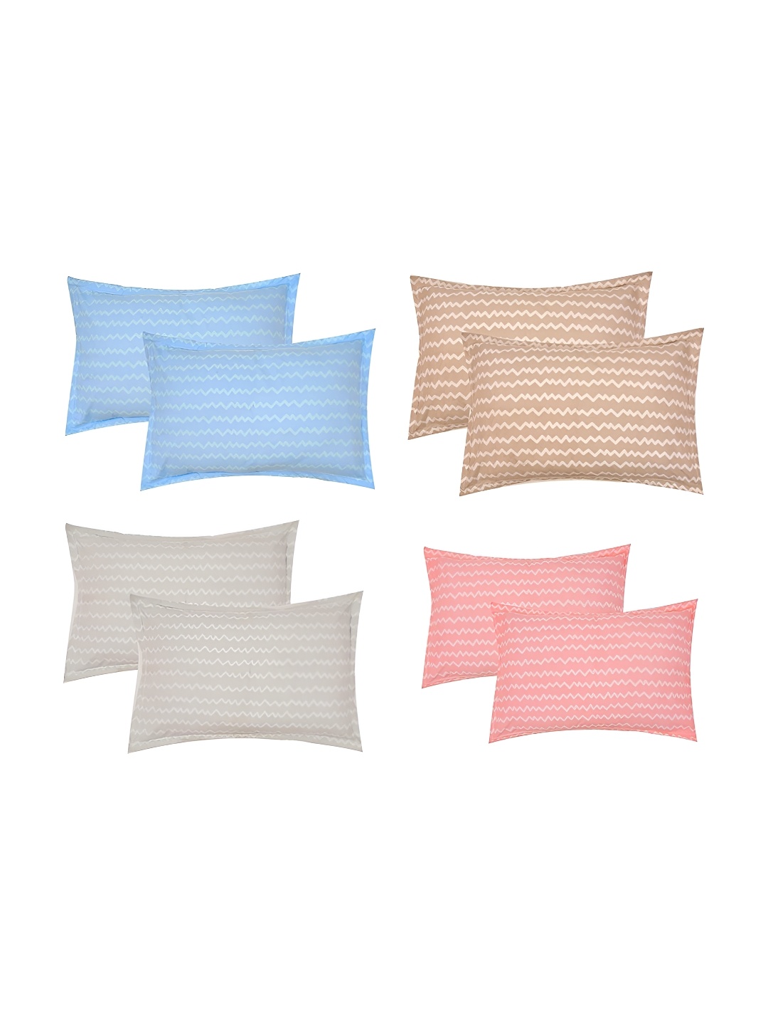 

RRC Beige & Pink 8 Pieces Striped Printed Rectangle Pillow Covers
