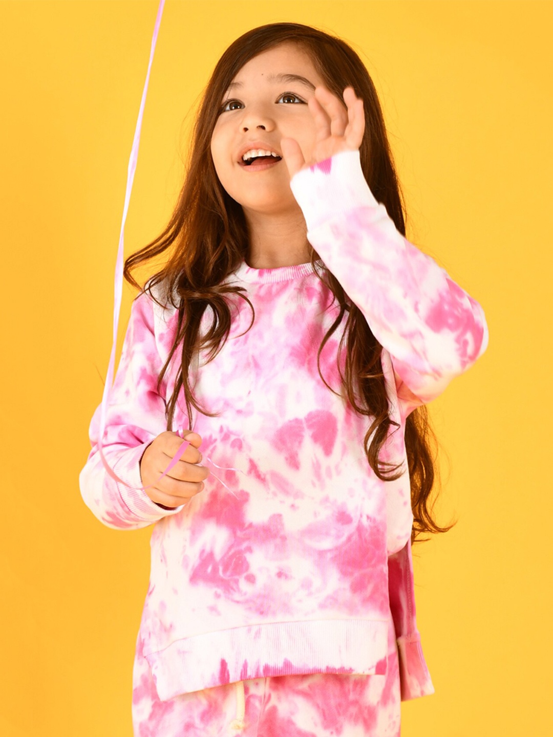 

Anthrilo Girls Abstract Printed Straight Pullover Sweatshirt, Pink