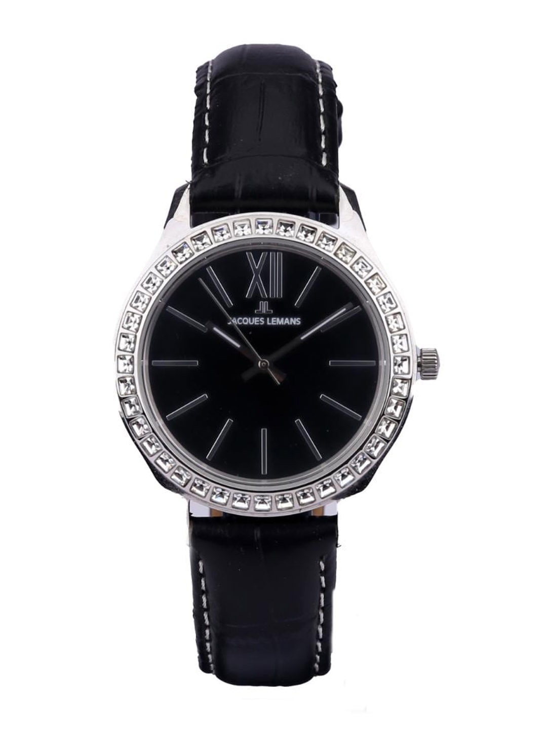 

Jacques Lemans Women Dial & Leather Bracelet Style Straps Analogue Watch 1-1797AZZ, Black