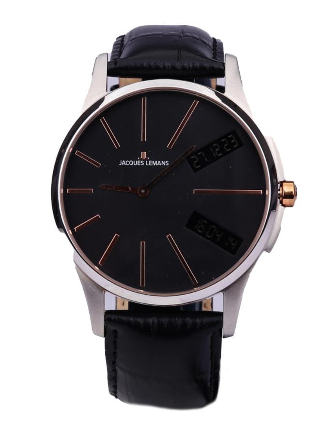 

Jacques Lemans Men Printed Dial & Leather Bracelet Style Straps Analogue Watch 1-1813EZZ, Black