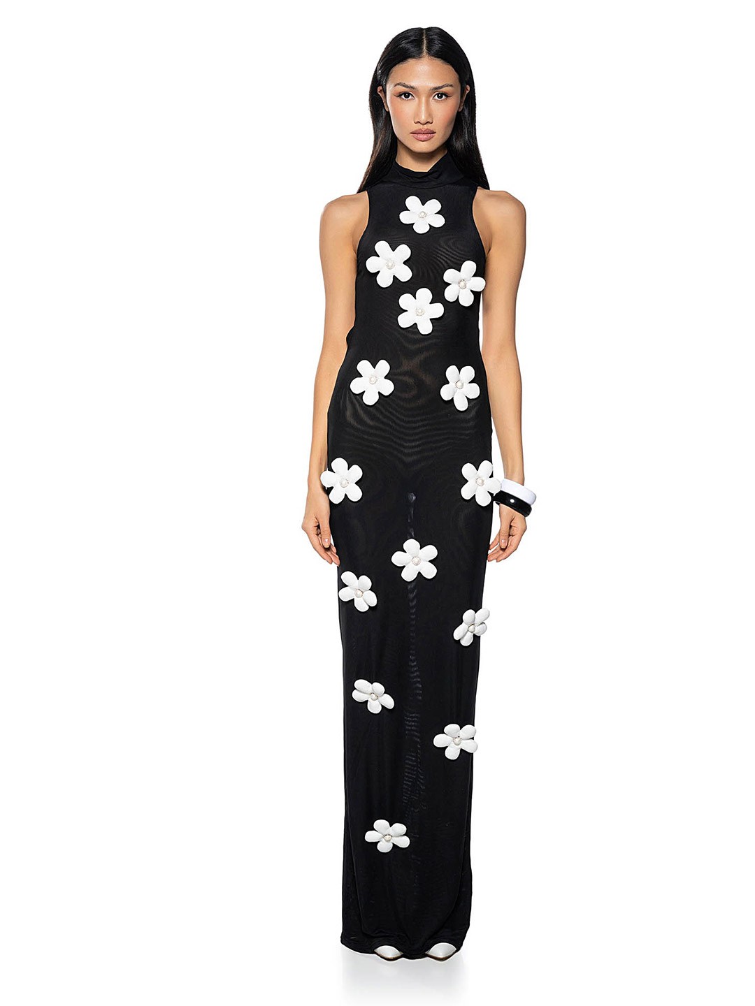 

LULU & SKY Embellished High Neck Maxi Dress, Black