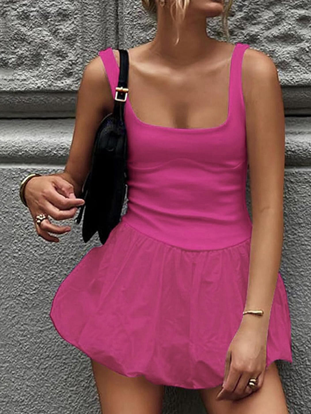 

LULU & SKY Square Neck Fit & Flare Dress, Rose