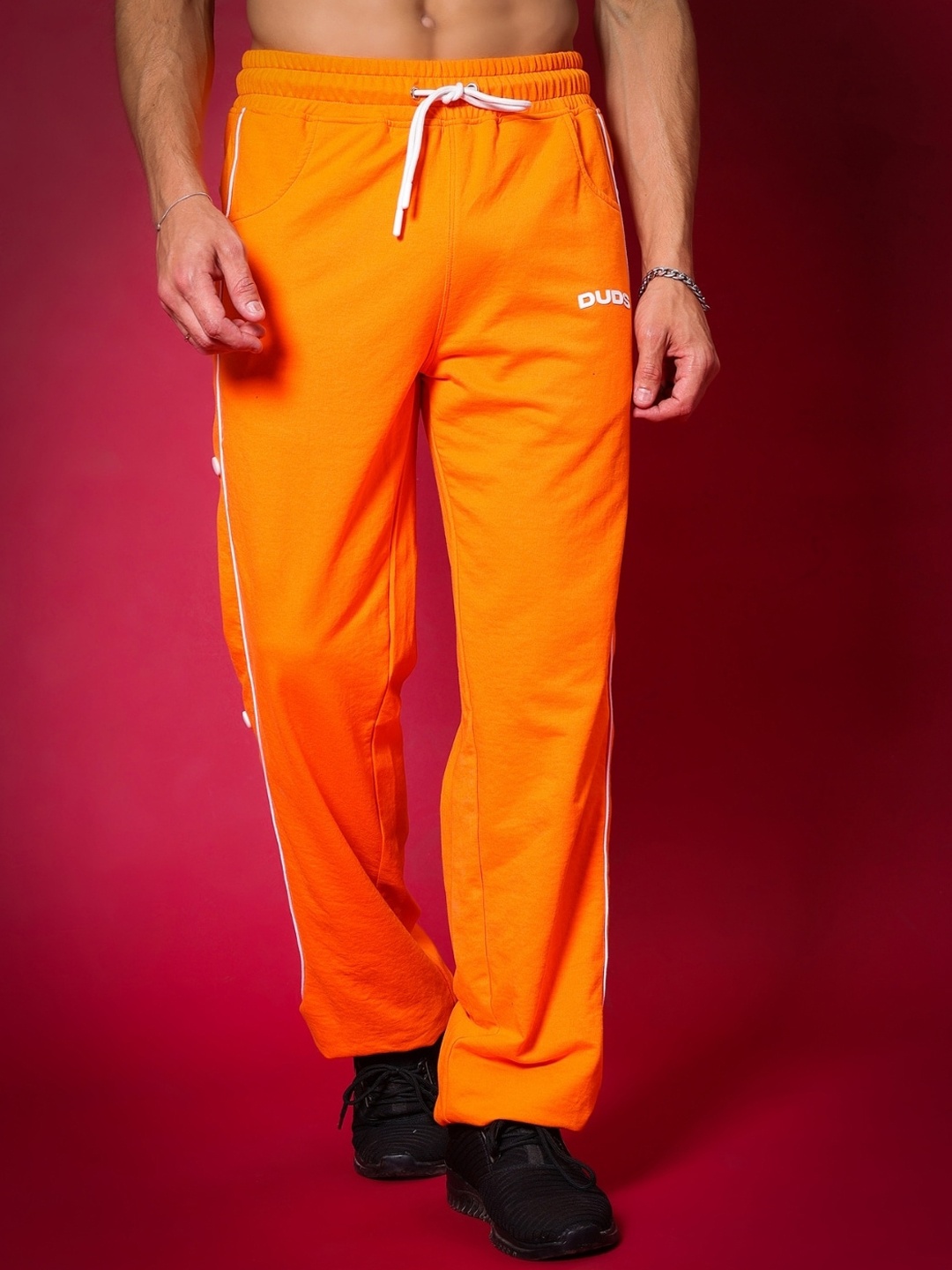 

WEARDUDS Men Relaxed Fit Mid Rise Track Pants, Orange
